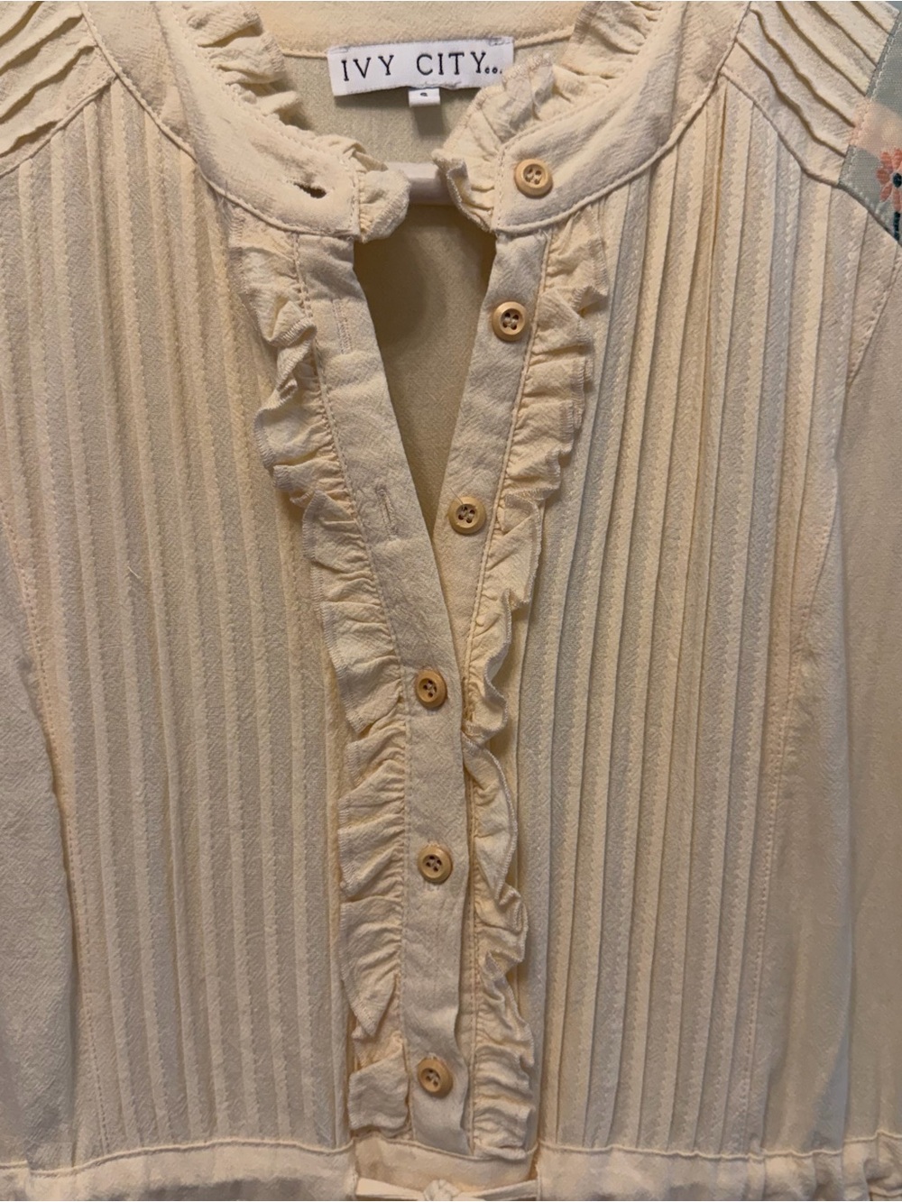 Ivy City Co Cream Maxi Dress with Pink & Green Floral Trim - Picture 4 of 6